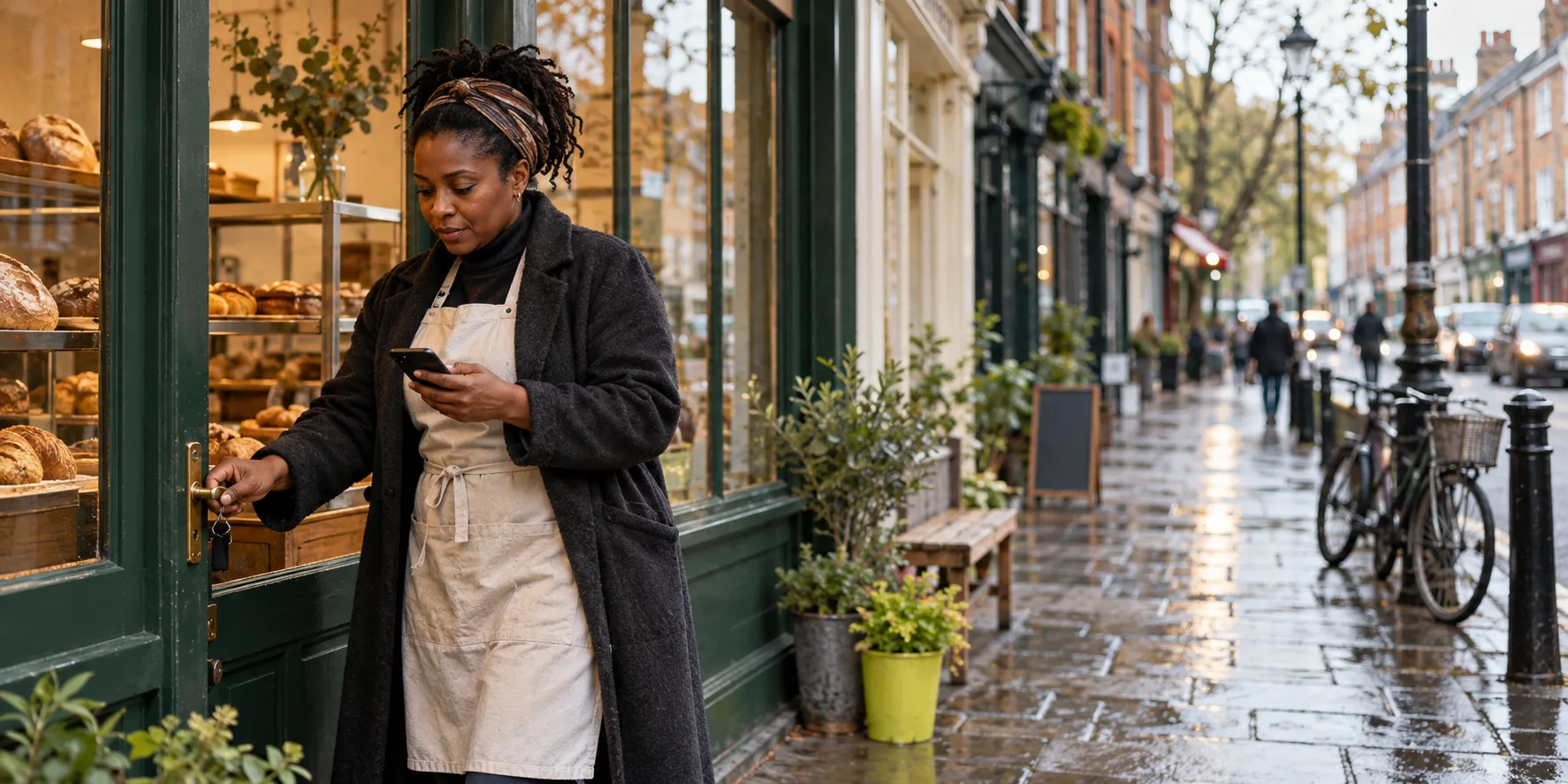 Independent bakery owner opens a shop on a British high street